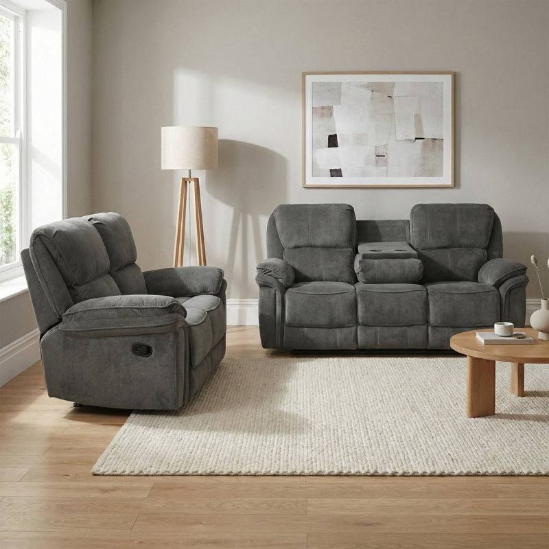 Coonrod 2 Seater Reclining Loveseat, Dark Grey