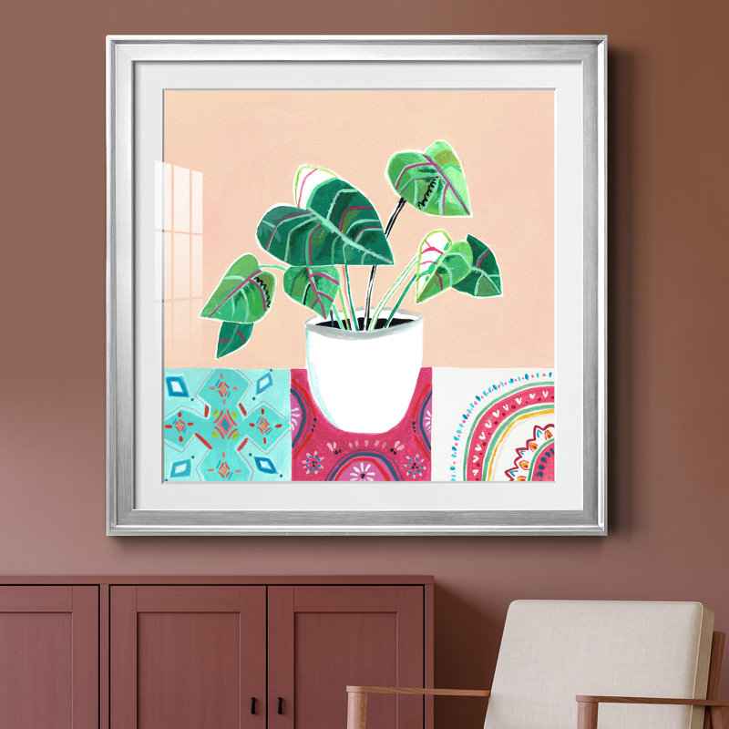 Growing Happy I - peinture encadrée, H 26,5 po x l 26,5 po x P 1,5 po, Encadrement argenté