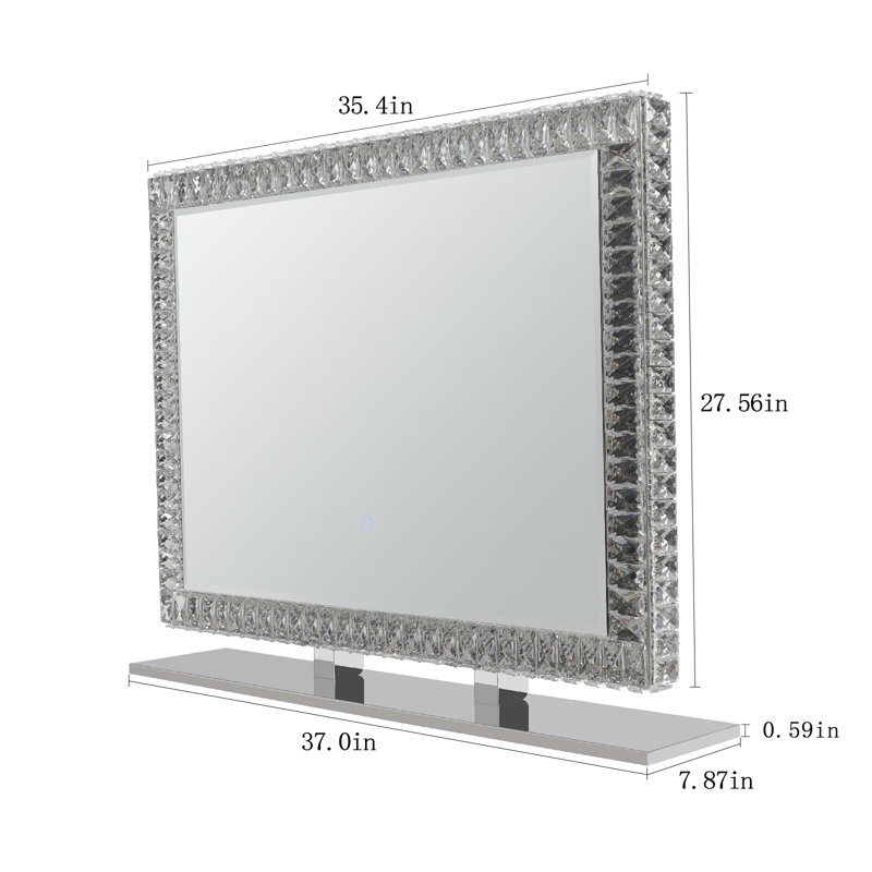 Miroir de salle de bain en cristal 35 x 28 pouces à DEL avec lumière à intensité variable