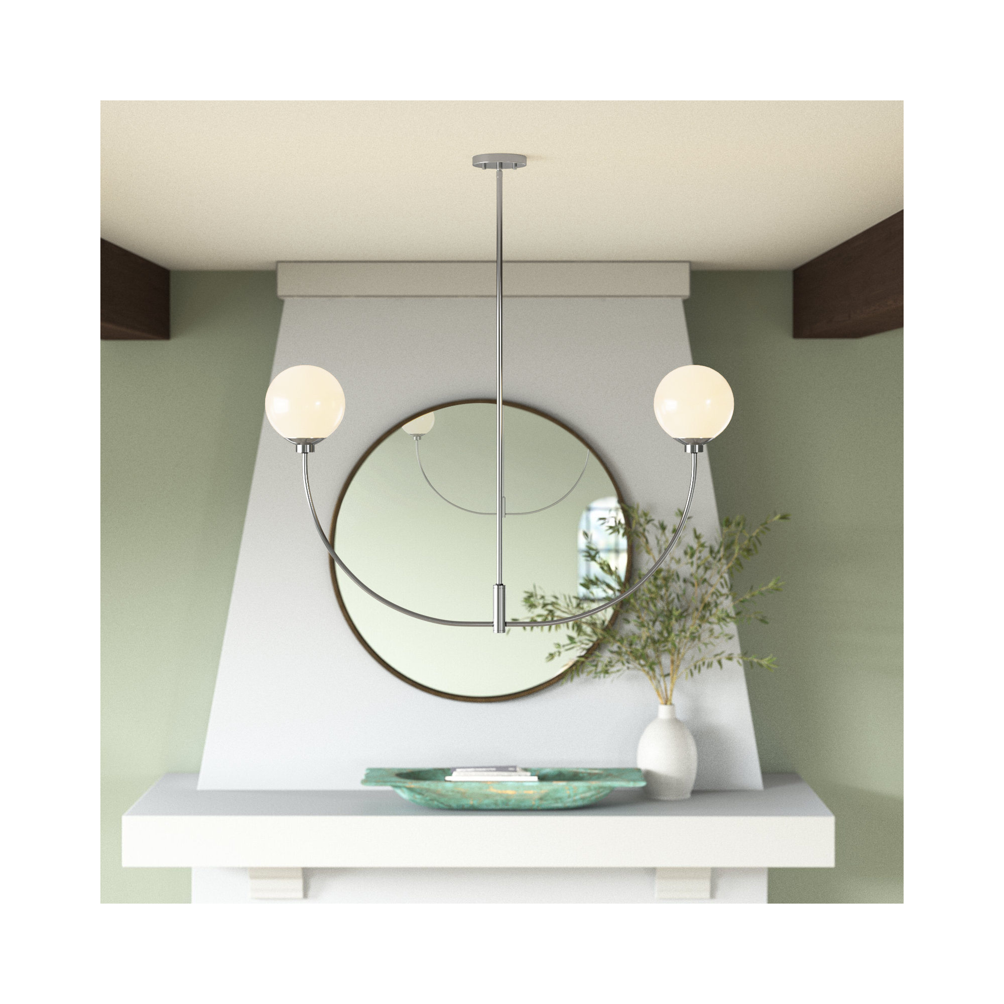 Kyle 2 - Light Metal Chandelier, Chrome, 24" H x 42" W x 7" D