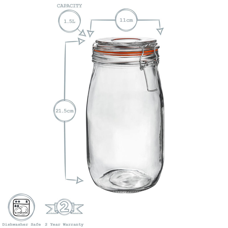 Argon Tableware - Glass Storage Jars - 1.5 Litre, Clear