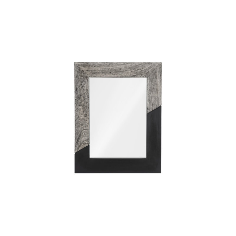 Geometry Wood Mirror, 46" H x 36" W x 2" D, Gray/Black