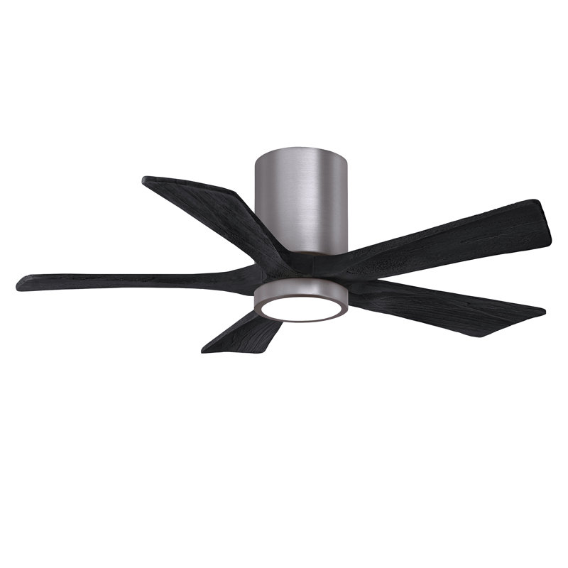 Irene Flushmount Light Kit 5 Blade LED Ceiling Fan, Brushed Pewter, Matte Black, 42"