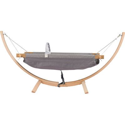 Ario Premium Baby Hammock with 100% Cotton Fabric, Grey Color, 53.1 x 22.0 x 22.0 inches | Sturdy 100% Wooden Frame Supports Up to 44 lbs | Ideal for Infants 24 Months+, Safe & Comfortable Sleep Solution