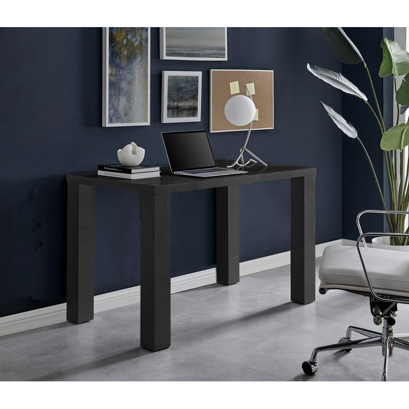 Bureau à domicile Eubanks ultrabrillant, Noir, noir, noir, noir, H 29,53 po x l 47,24 po x P 27,56 po