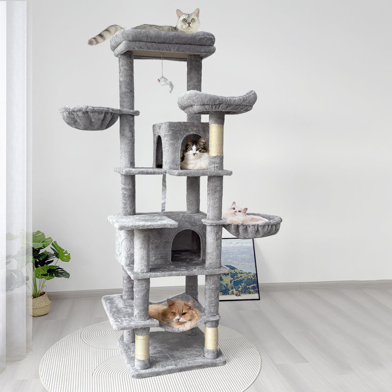 Arbre à chat 68 po, H 68 po x l 17,8 po x L 20 po, Noir