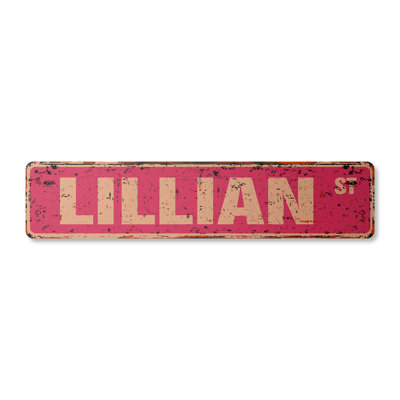 Lillian Street Sign Heavy Duty Plastic 4" X 18"