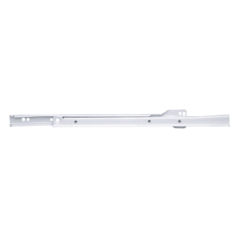 Glissières de tiroir à fermeture automatique de 22 po et capacité de 75 lb. Finition blanche, H 22 po x l 2,19 po x P 0,38 po