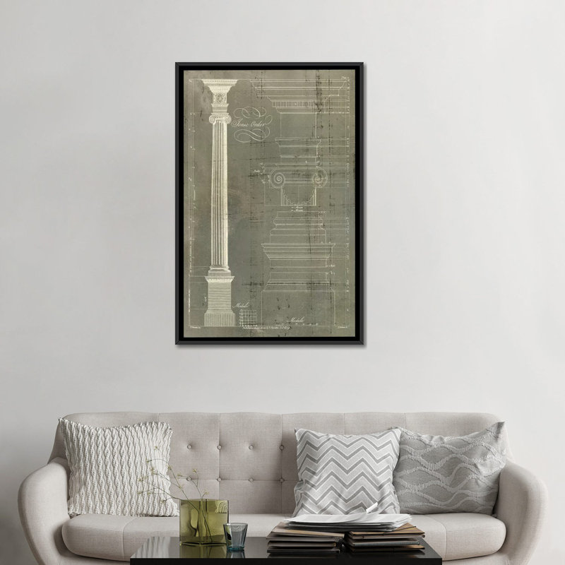 « column blueprint ii », impression sur toile, H 26 po x l 18 po x P 1,5 po, Toile avec cadre noir, Pas de tapis