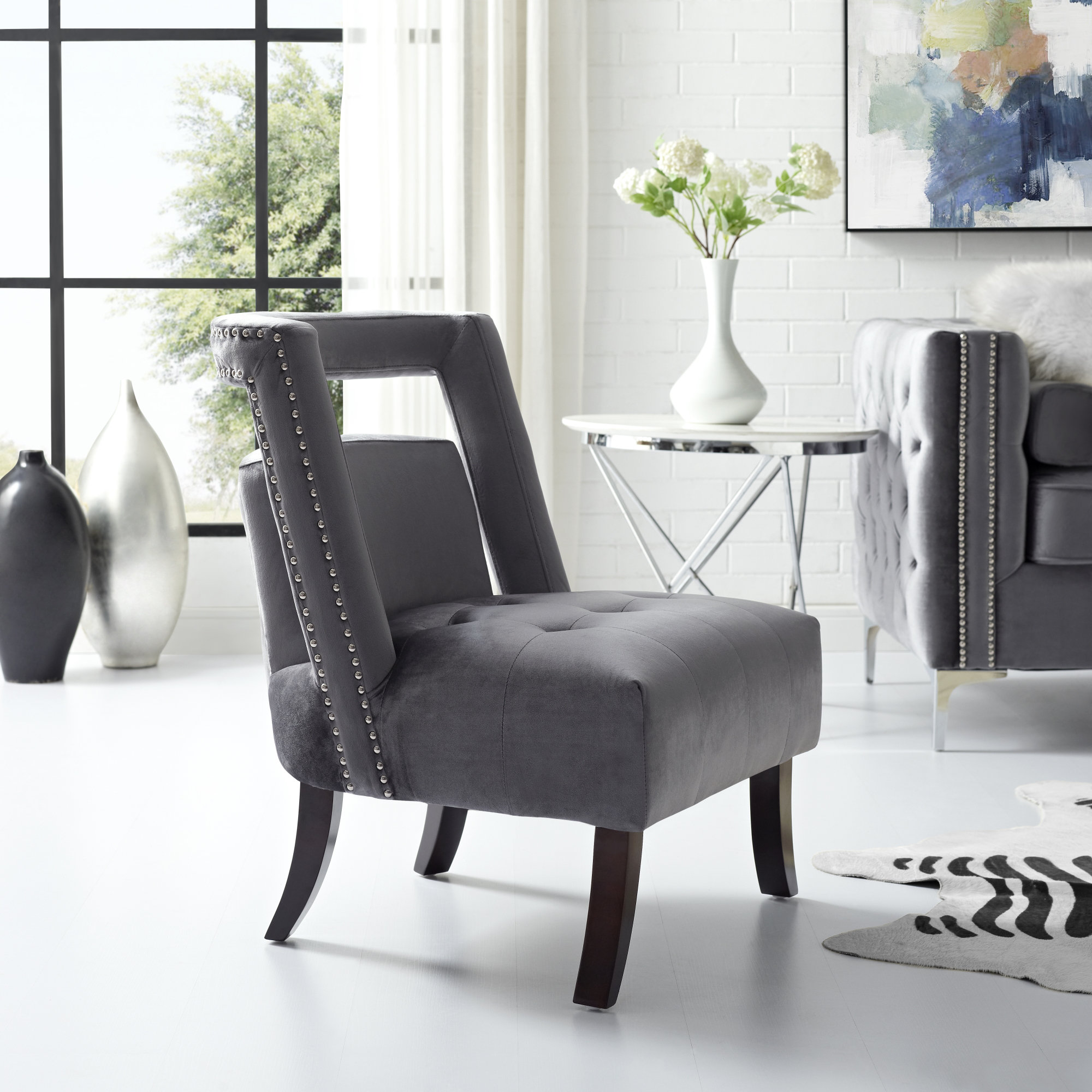 Tufted armless best sale accent chair