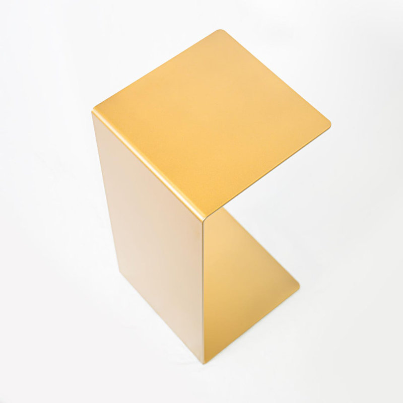 Side Table C-Shape Solid Metal, 24" H x 12" W x 12" D, Gold, 1