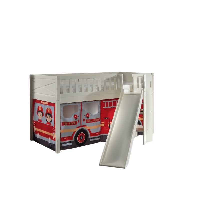 European Single (90 X 200 Cm) Loft Bed with Built-in Ladder Included