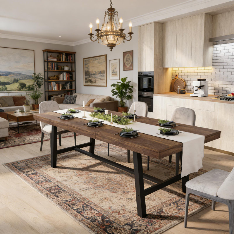 63-83" Extendable Dining Table for 6-8 People, Brown