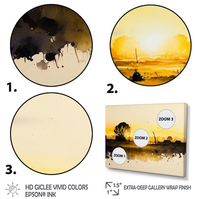 «Countryroad pendant Golden Hour III», reproduction d'art sur toile 3 pièces