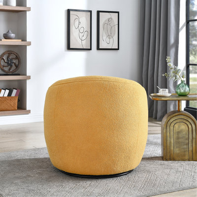 360 Swivel Teddy Sherpa Barrel Chair, Yellow