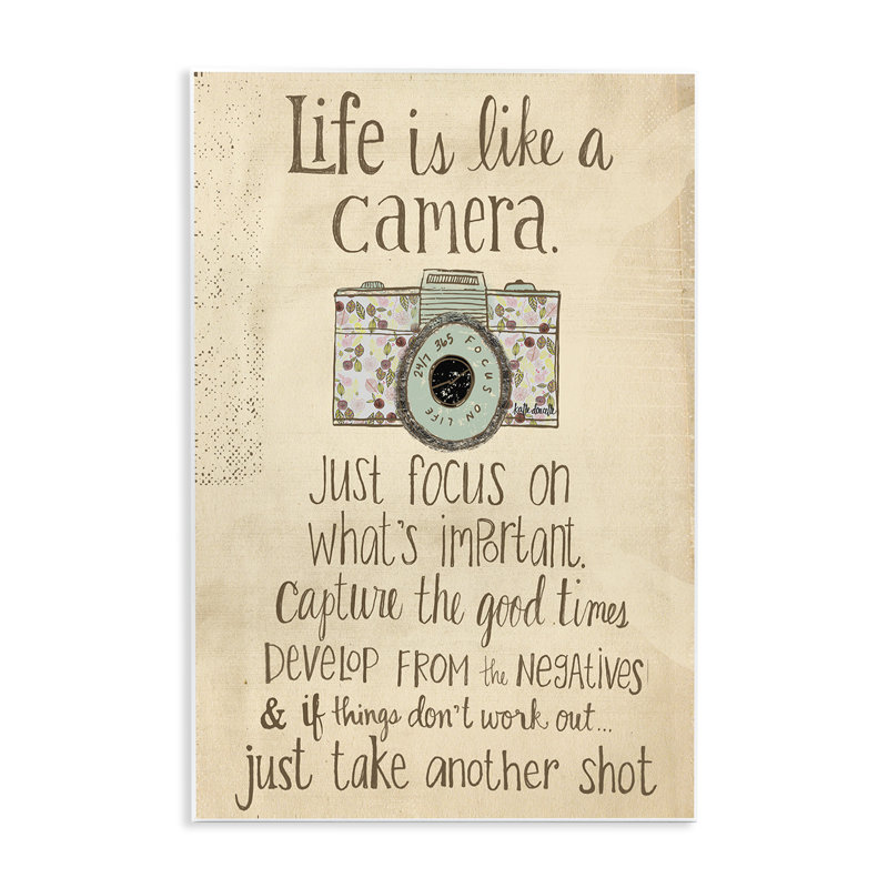 «Life Is Like a Caméra», reproduction d'art textuel, H 19 po x l 13 po