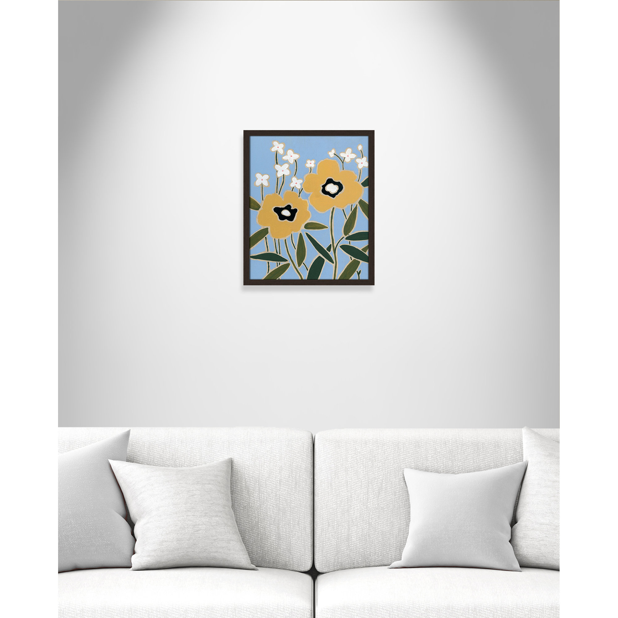 Woodblock Floral II by - Single Picture Frame Print, Walnut Framed, 19" H x 16" W x 1.25" D