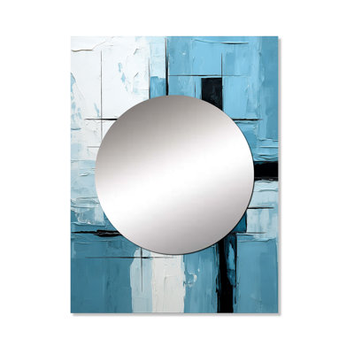 Niem Cubic Blue And White Windows To The Ocean - Abstract Decorative Mirror, Blue Large Wall Mirror, Printed Metal Art