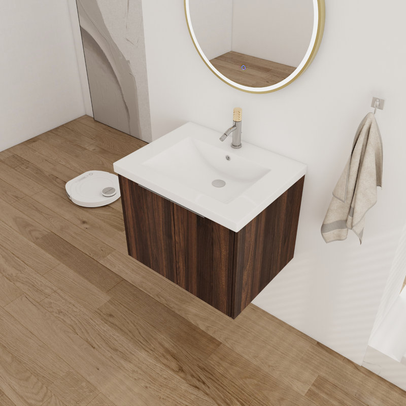 Meuble-lavabo simple avec plateau 23,94 po Sivansh, Brun