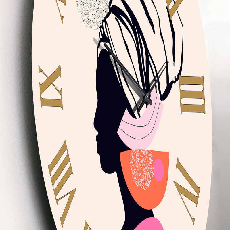 Portrait ethnique d'une femme afro-américaine - horloge murale moderne, Moyen