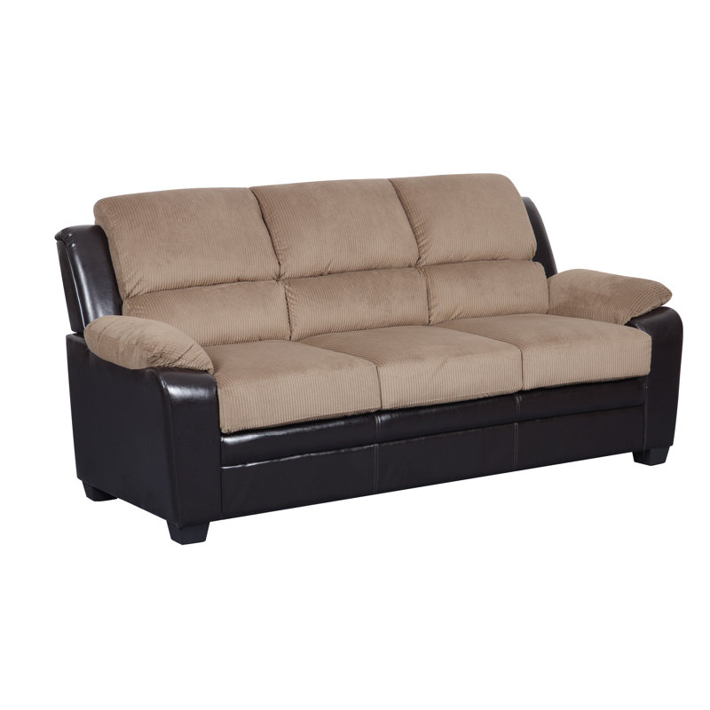 Matthias 78'' Faux Leather Sofa, Light Brown Faux Leather
