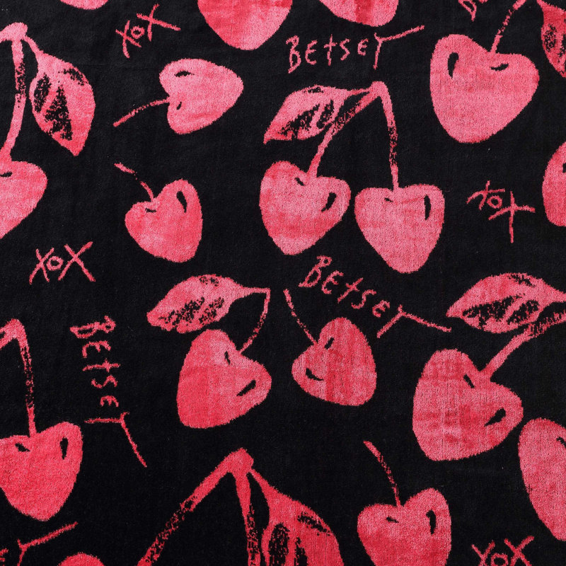 Betsey Johnson Cherry Love Pink Beach Towel, Cherry Love Pink