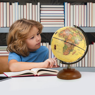 Globe terrestre illuminé avec support en bois, globes rétro 8 po pour adultes