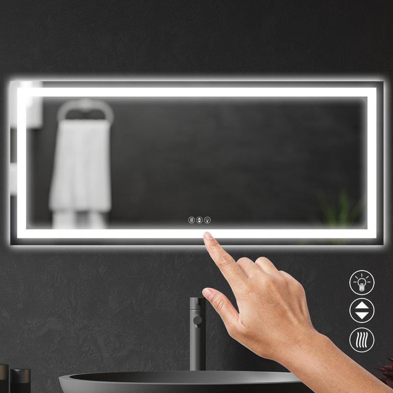 Luxury LED Rectangular Bathroom/Wall Mirror - Dimmable, Fogproof, Shatterproof, 32" x 72"