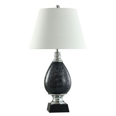 Sable Ink - Black with Grey Glass And Chrome Steel Table Lamp - White Shade