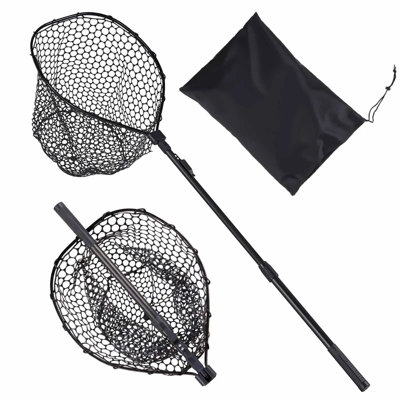 Fishing Net, Foldable Landing Nets With Telescopic Handle, Portable Lightweight And Stronger 6063 Aluminum Fish Gear, Soft Silicone Fish-friendly Mesh, For Kayak, Boat, Bank, Pond, Gifts For Men