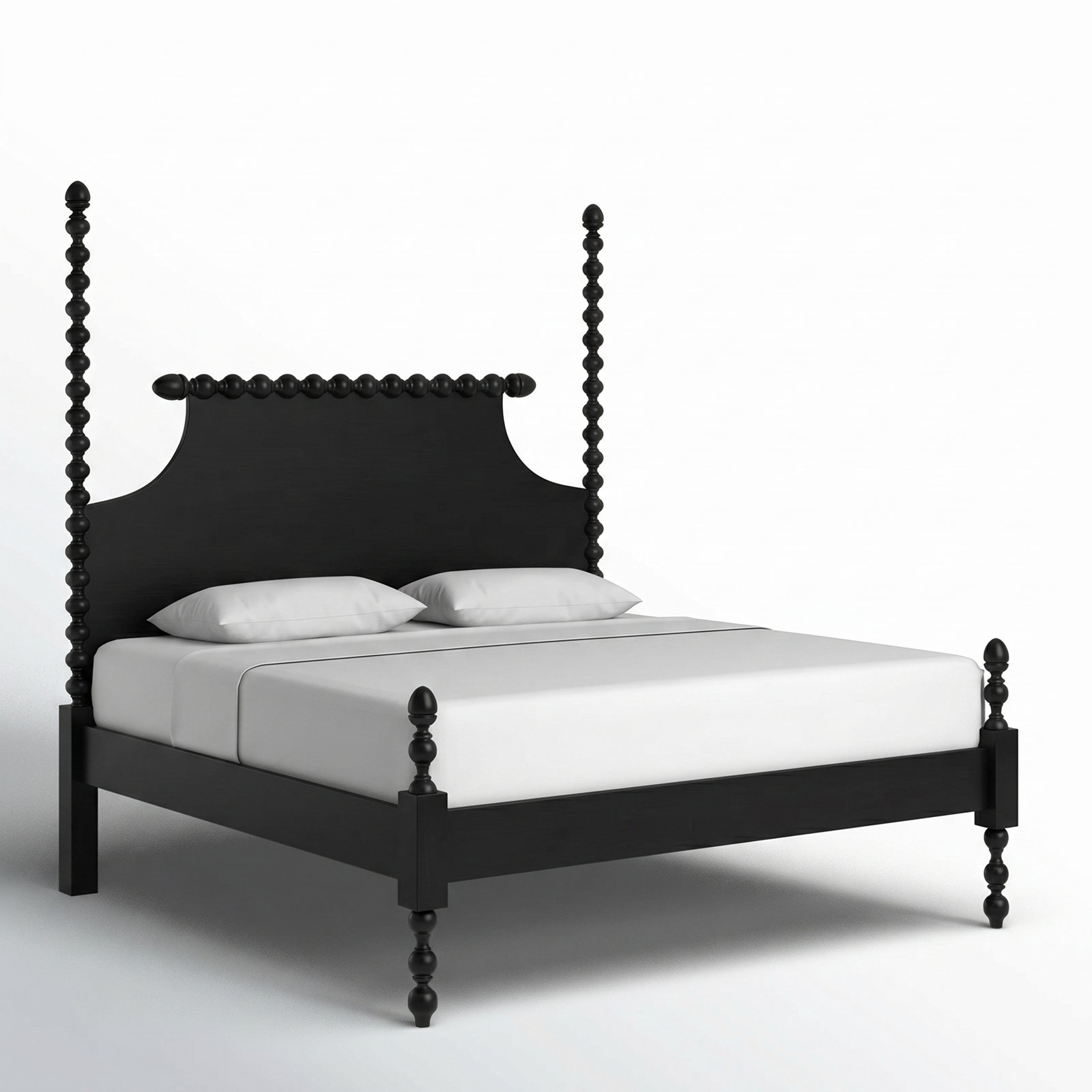 Mary Spindle Four Post Bed, King, Black