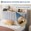 Structure de lit simple avec tiroirs de rangement et station de charge, conception silencieuse, support de lattes en bois, cadre de lit rembourré, aucun sommier requis, assemblage facile, gris-707500349-707500338