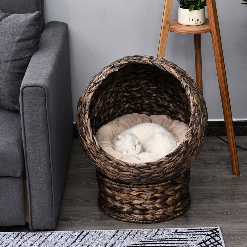 Lit surélevé pour chat avec coussin moelleux, panier de chaise d'œuf, H 23,5 po, gris, pour les chats d'intérieur, coussin surélevé, gris