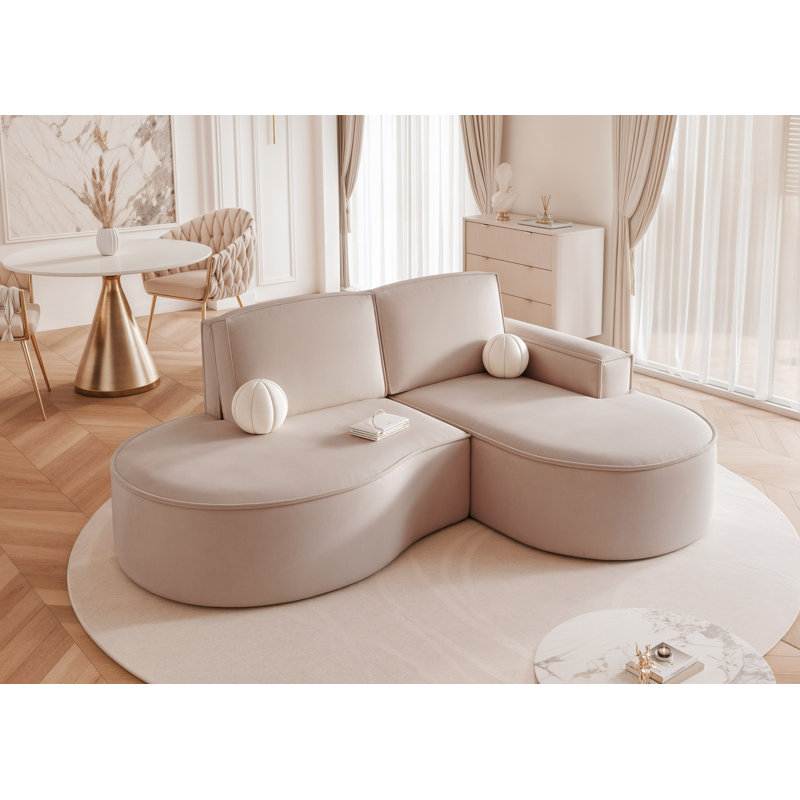 4 Seater Corner Sectional, Blush Pink, Right Hand Facing