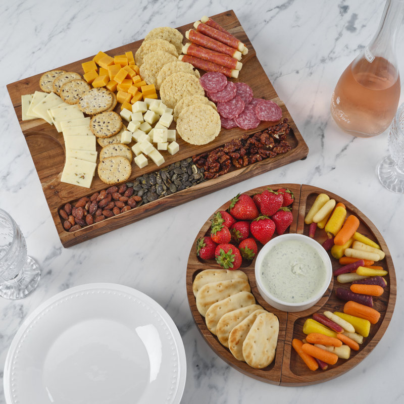 Fitz and Floyd Charcuterie 3 Part Magnetic Wood Serving Board
