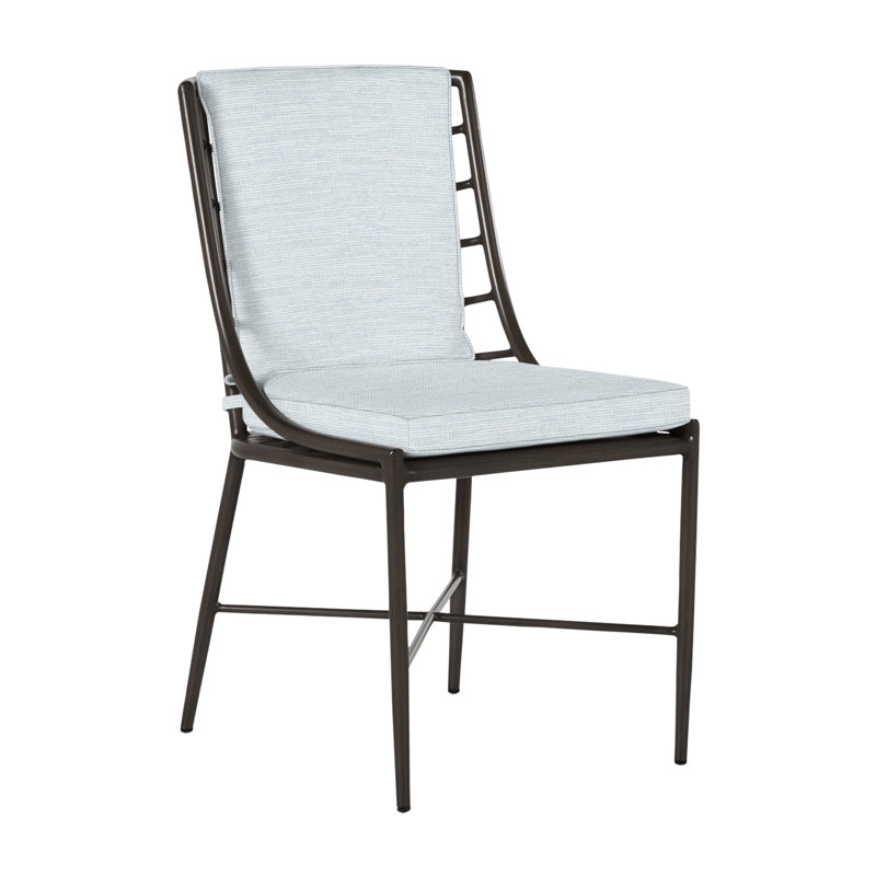 Carmel Patio Dining Side Chair with Cushions, Welt, Paper Sky