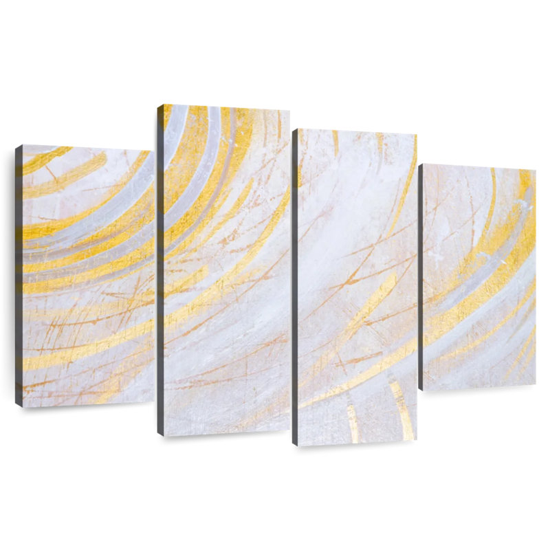 Avery White And Gold Abstract, 54" H x 84" W