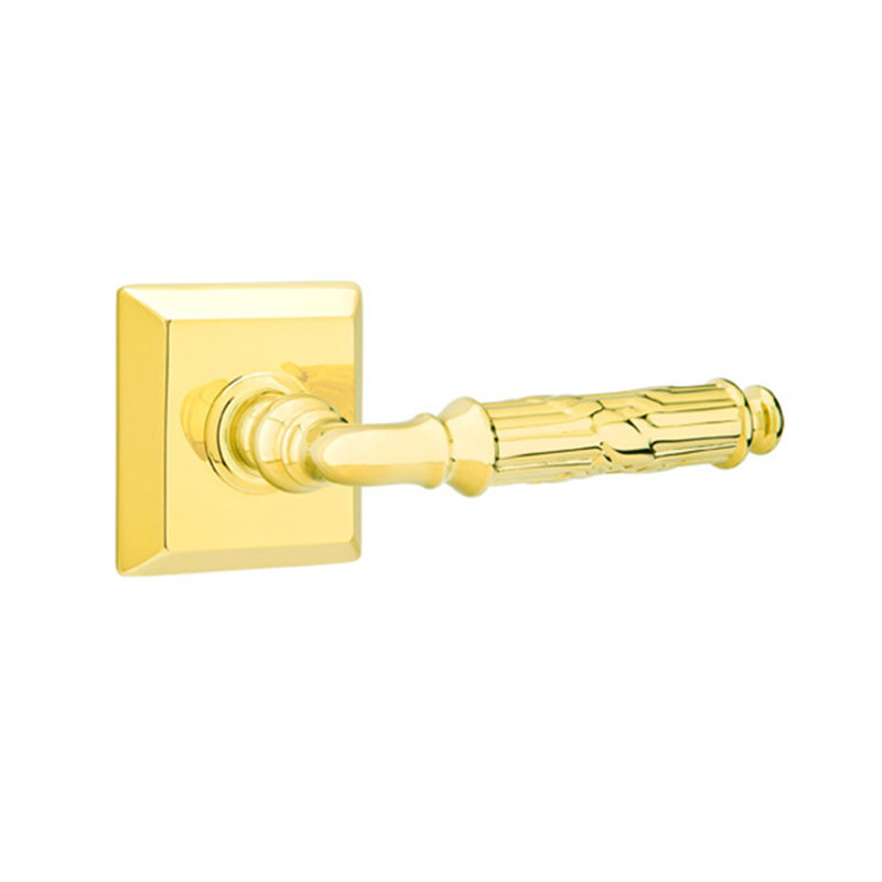 Levier de porte d'intimité (lit et bain) avec rosette, Gauche, Laiton brillant