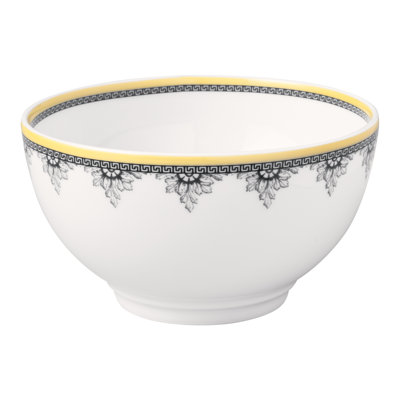 Villeroy & Boch Audun Maison Rice Bowl, Premium Porcelain, Made in Germany, 22 oz Capacity, Dishwasher and Microwave Safe, White/Yellow/Gray