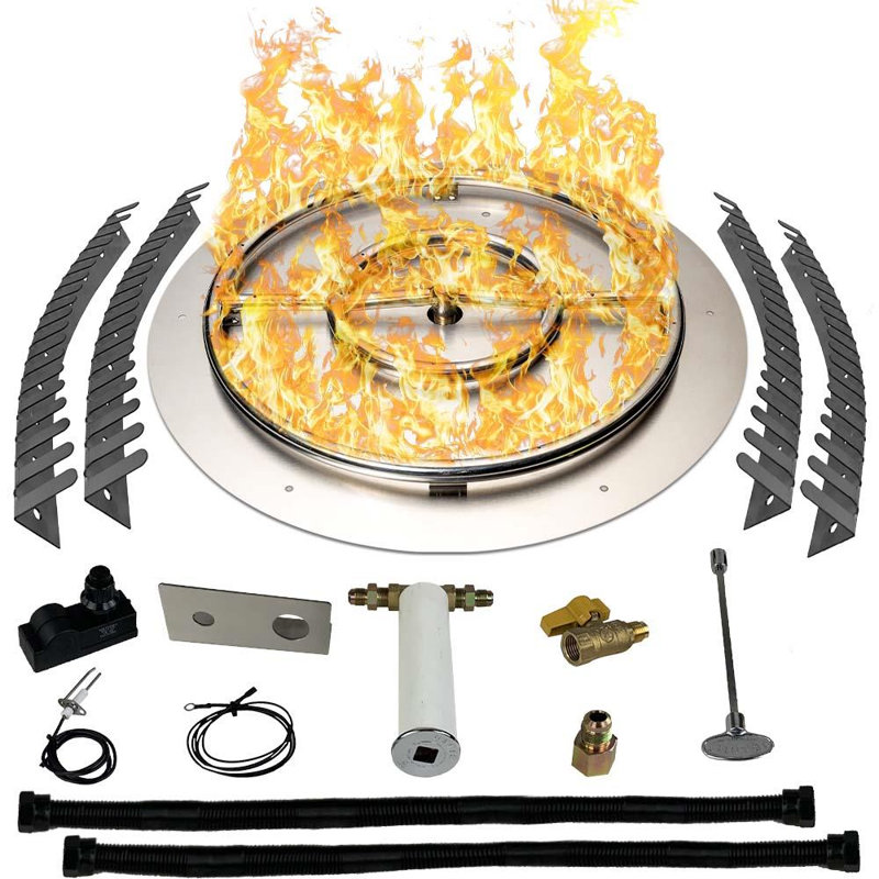 Ensemble de plaque de cuisson et anneau en acier inoxydable pour gaz naturel, H 2 po x l 22,25 po x P 22,25 po