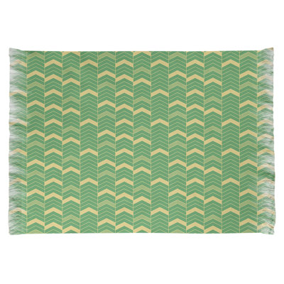 Tapis vert/jaune à chevrons lineed