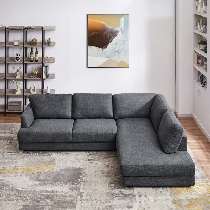 Modern Sofa, Gray Velvet