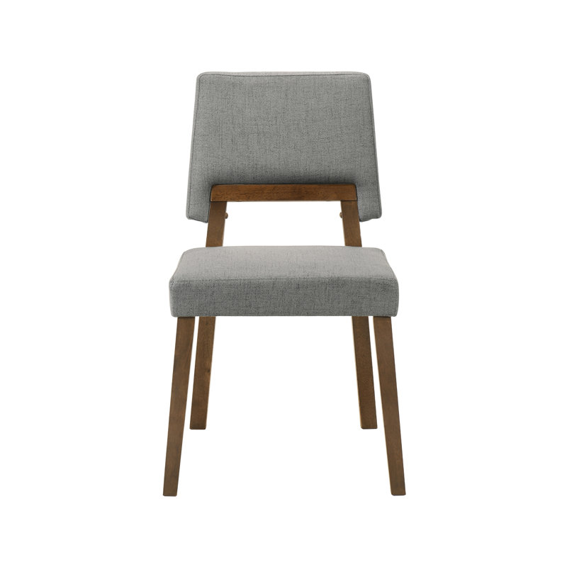 Jeiren Armless Dining Chairs with Upholstered Back in Rubberwood and Fabric, 2, Charcoal, Walnut