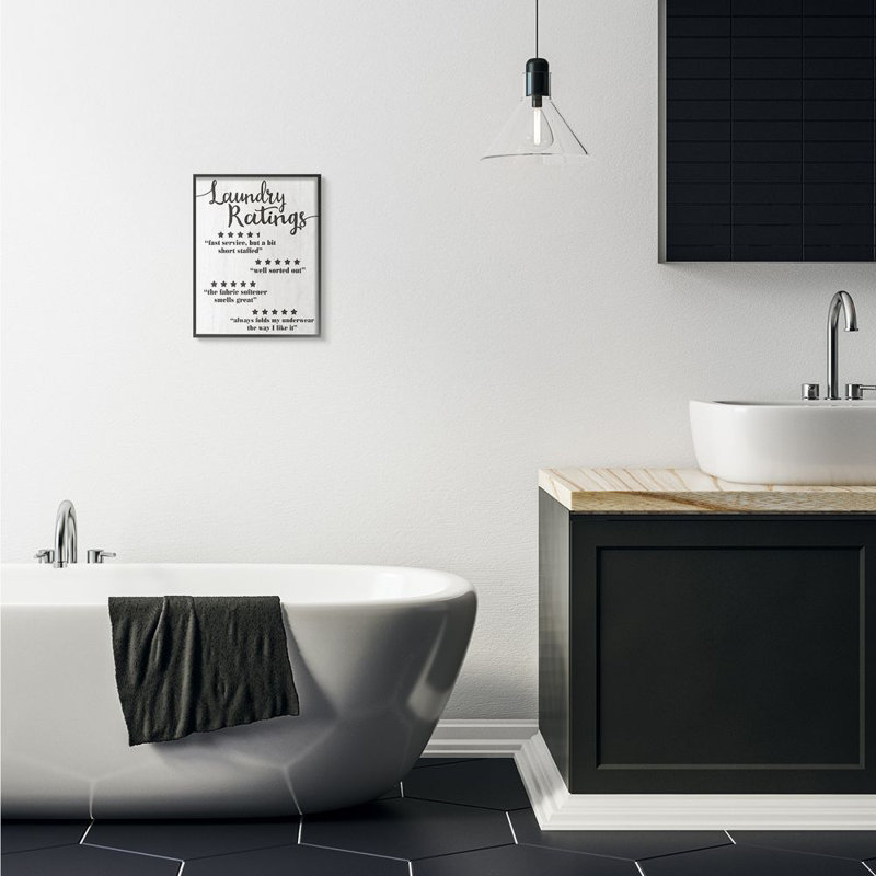 Blanchisserie, classement des cinq étoiles dans la salle de bain - impression d'art textuel sur toile