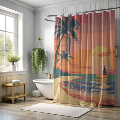 Summer Sunset Scene - Premium Shower Curtain