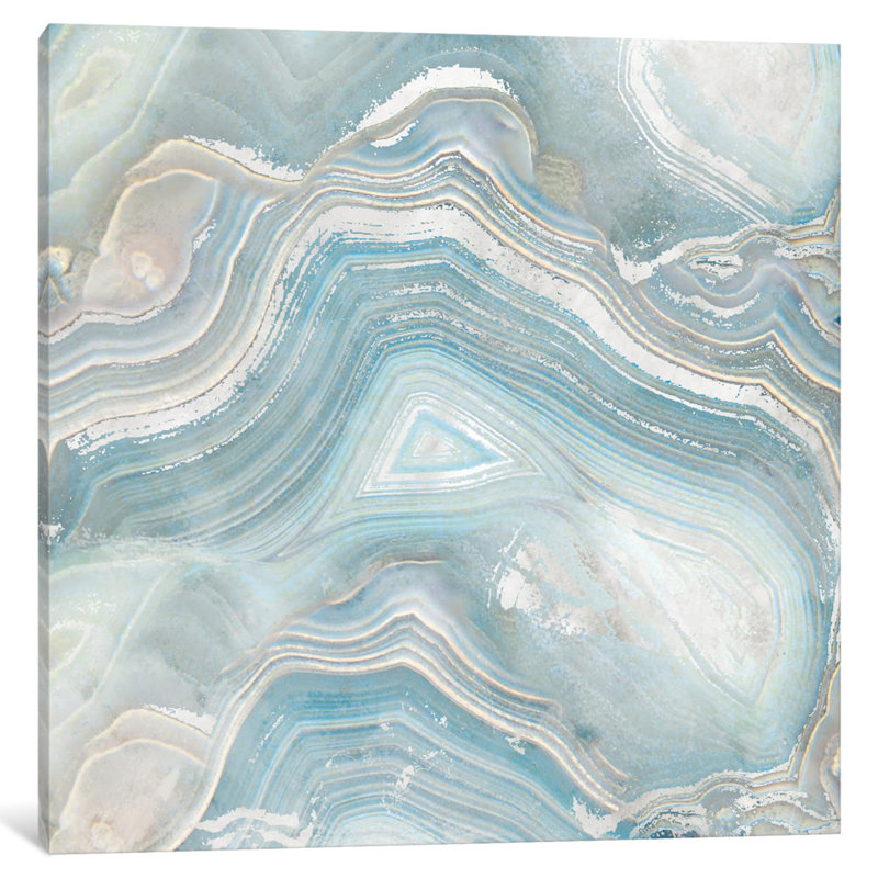 Agate in Blue I, impression sur toile tendue, H 12 po x l 12 po x P 0,75 po, Toile tendue, Pas de tapis