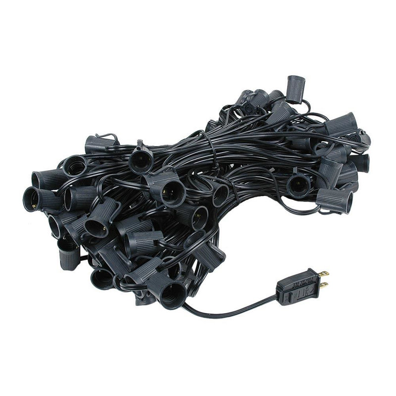 Outdoor 100 - Bulb 100'' Plug-in Globe String Light, Yellow, Black