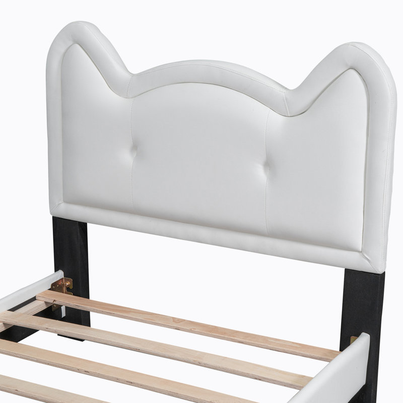 Ceasar Vegan Leather Platform Bed, Twin, White