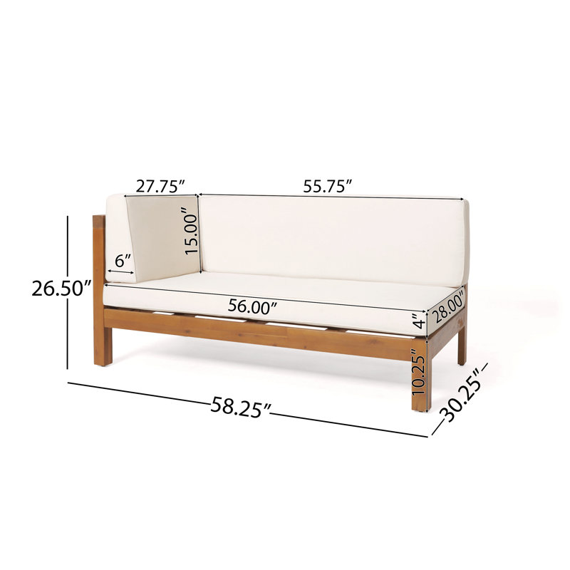 Banc de coin gauche X-Back de l'ensemble 2, Beige, Teck