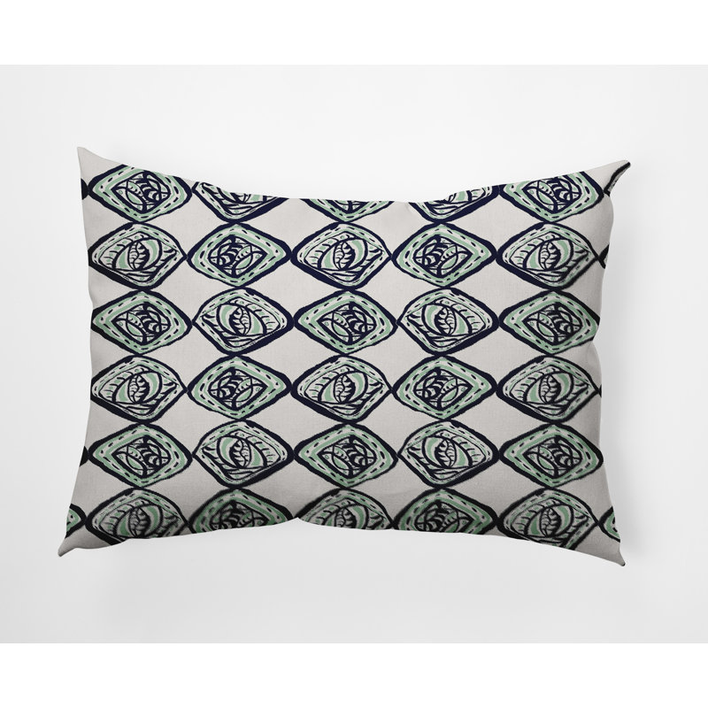 Housse de coussin carrée/insert, Bleu marine / vert, Géométrique 2